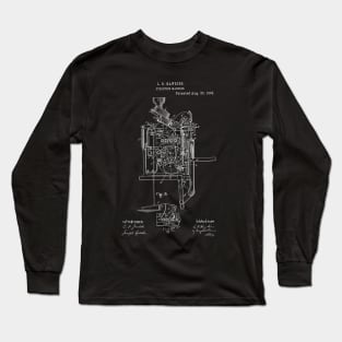 Eyeleting Machine Vintage Patent Hand Drawing Long Sleeve T-Shirt